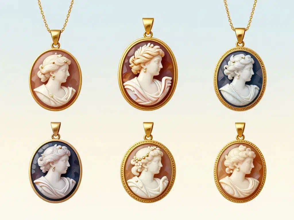 collection pendentif camée matériaux variés