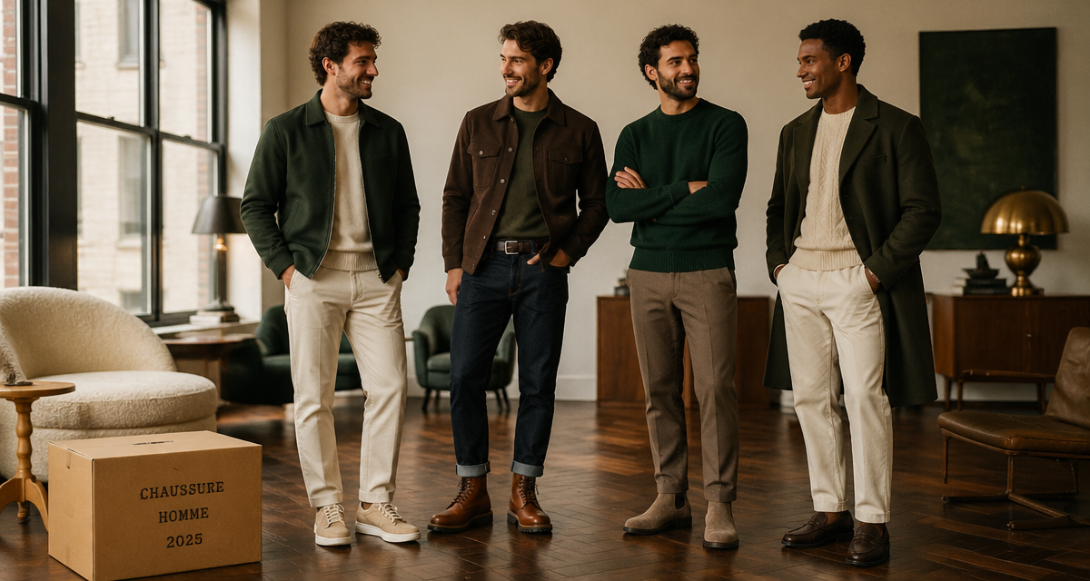 chaussure homme tendance 2025, quatre styles essentiels