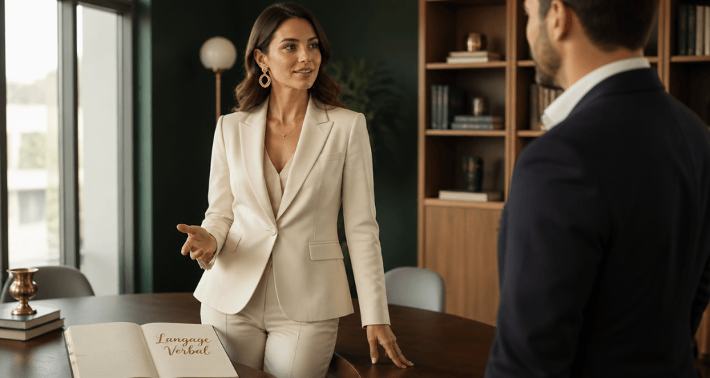 langage verbal femme bureau moderne
