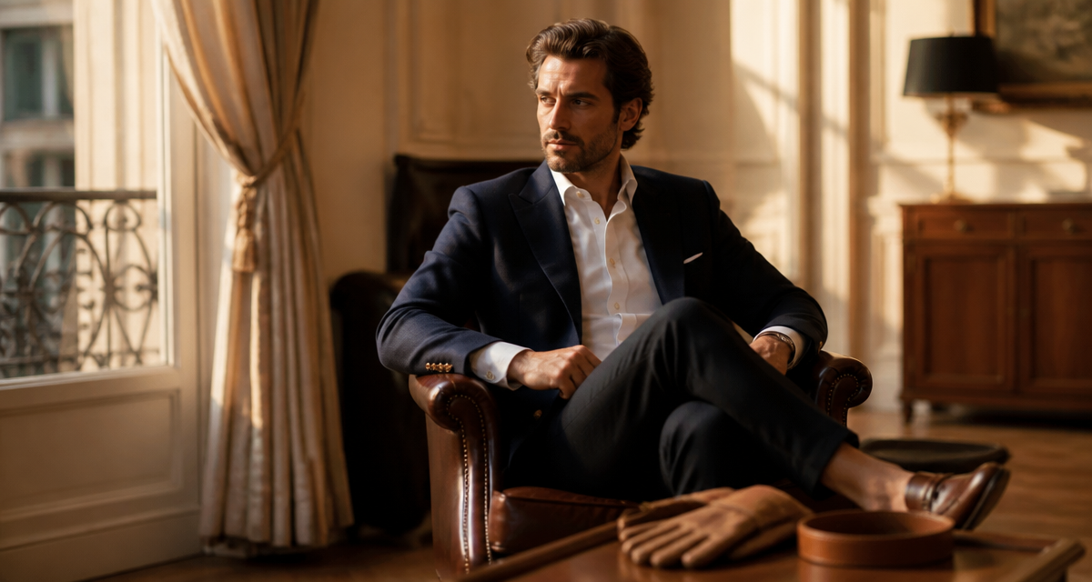 style bcbg homme blazer bleu marine salon parisien