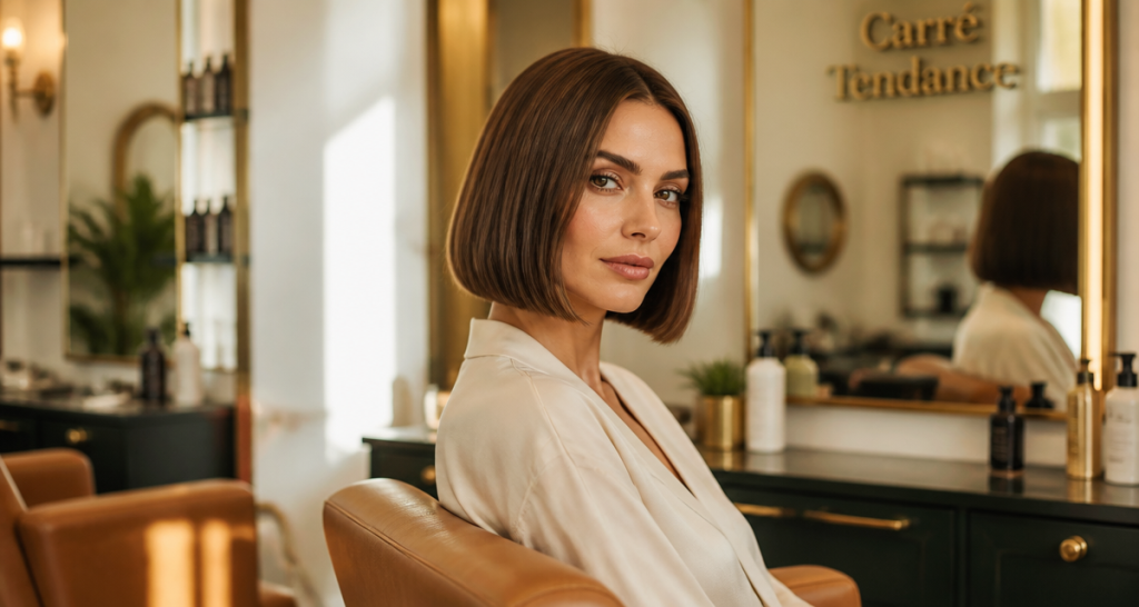 tendance coupe carré femme élégante salon