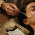 C est quoi un peeling visage : praticien appliquant une crème sur peau lisse