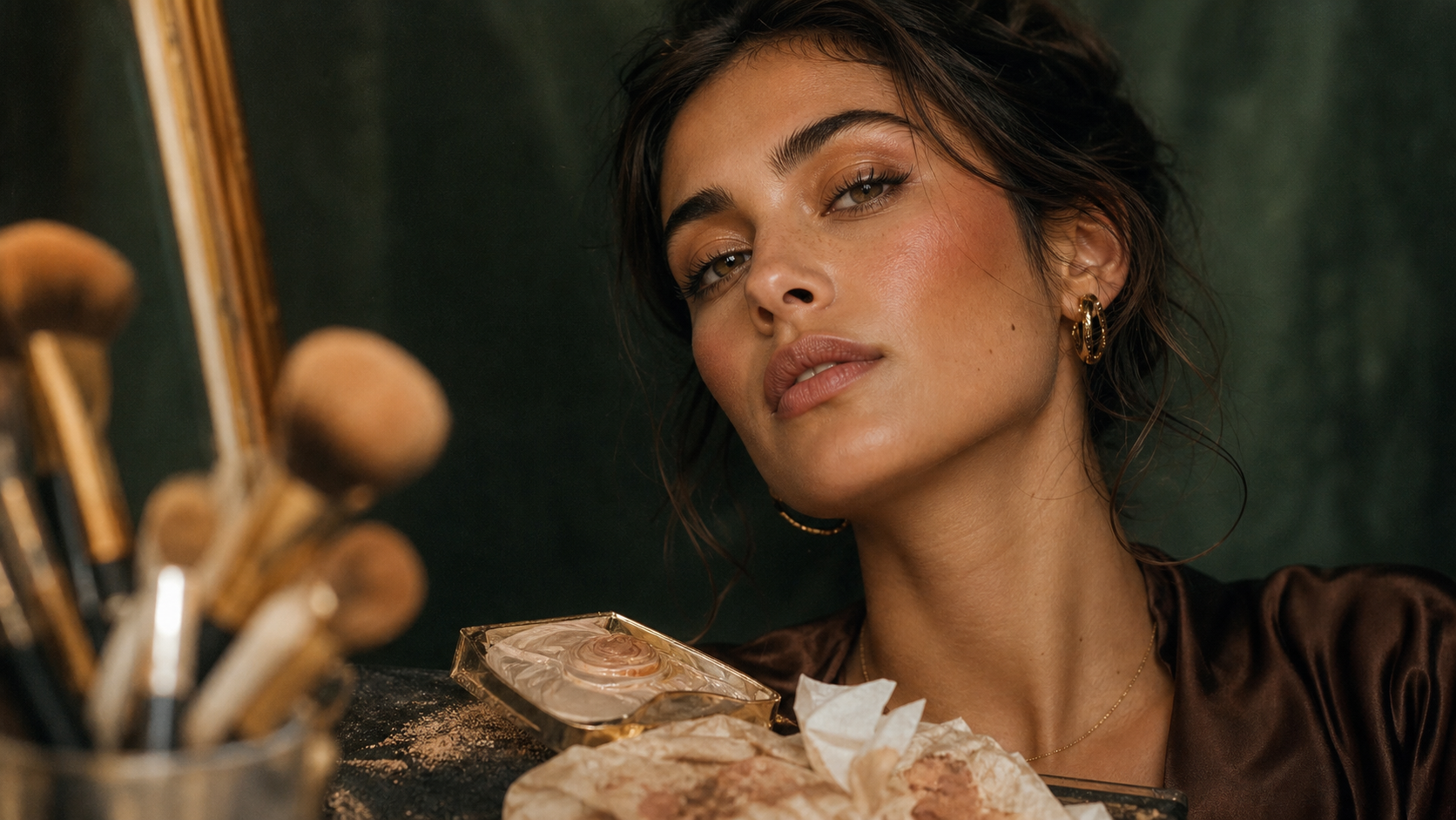 Appliquer bronzer et blush : bronzer et blush fondus naturels sur joues et tempes, selon la forme du visage