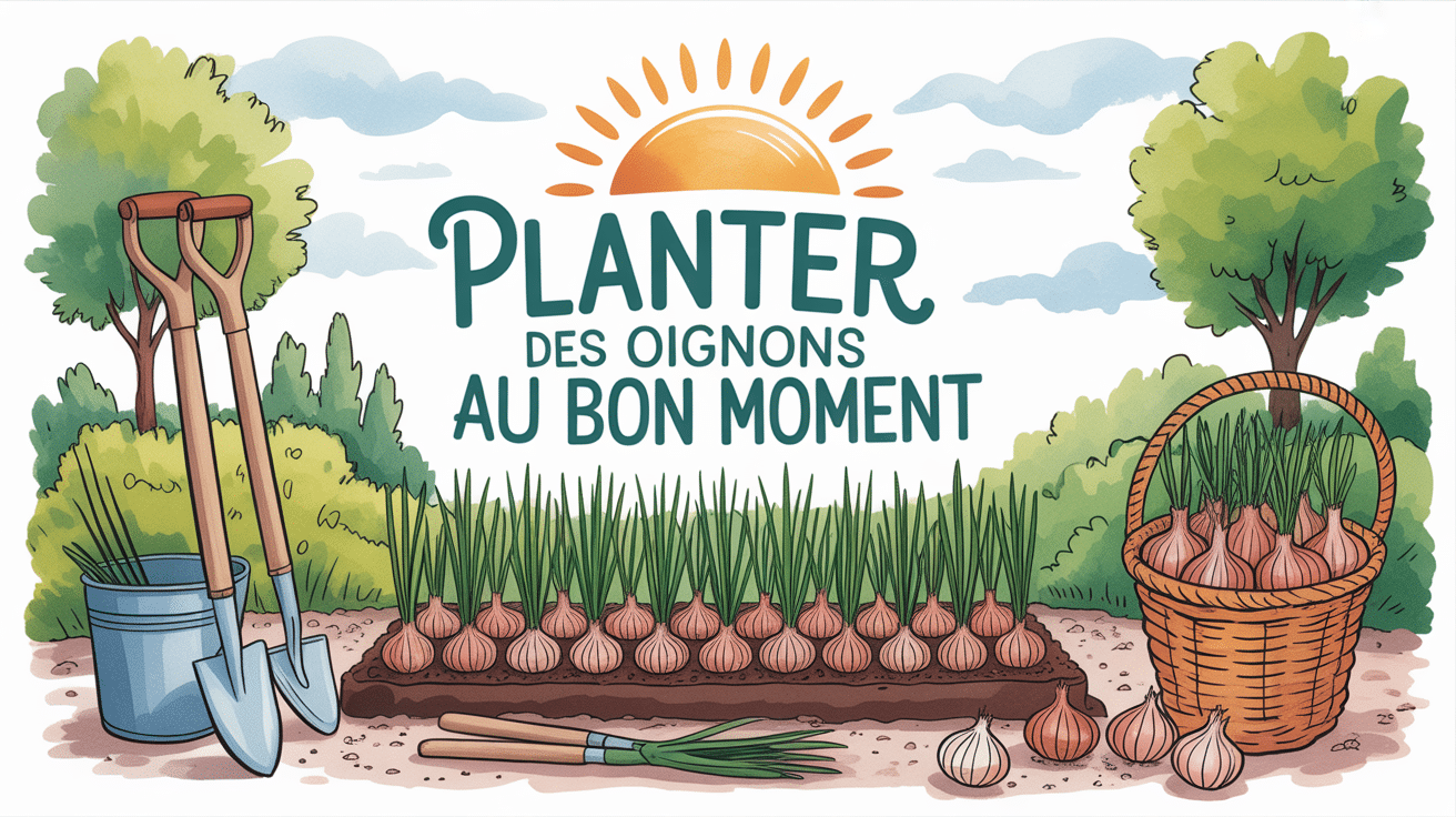 illustration potager familial planter oignons au bon moment