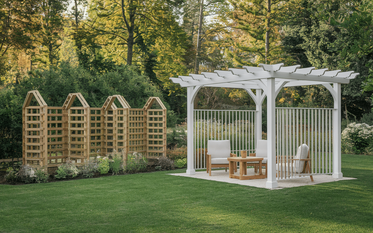 Variété de supports plante grimpante treillis bois et métal