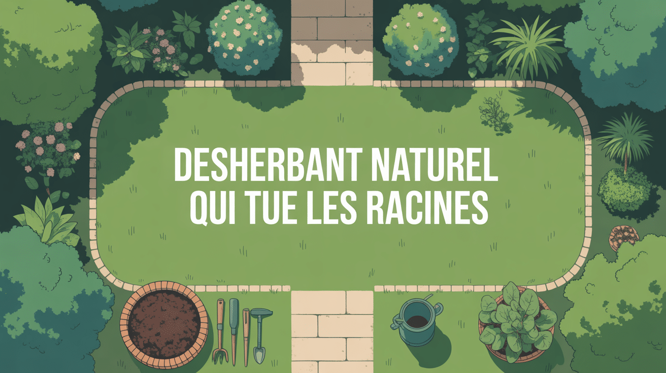Vue aérienne d'un jardin avec desherbant naturel