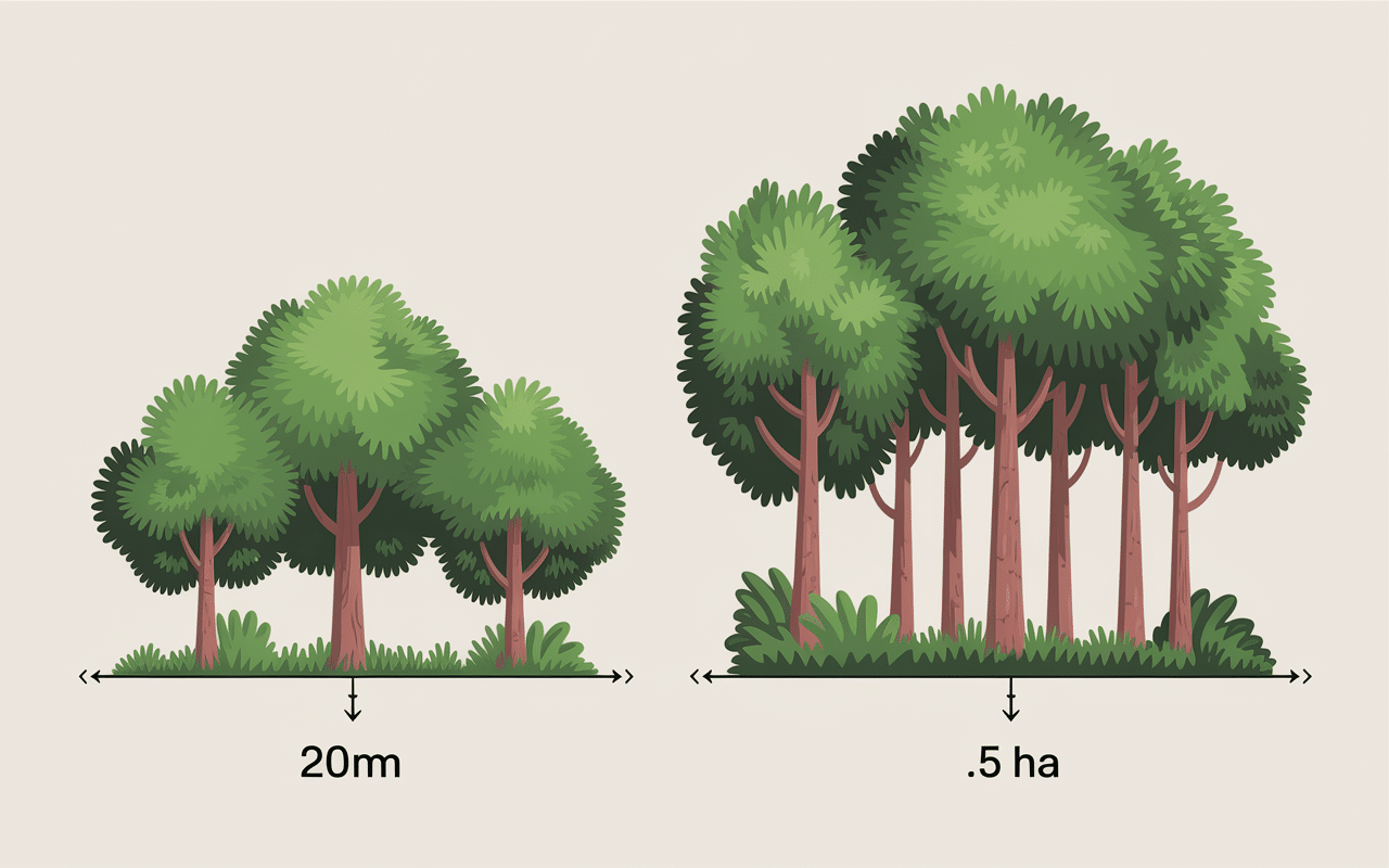 Illustration éducative bosquet vs forêt dense
