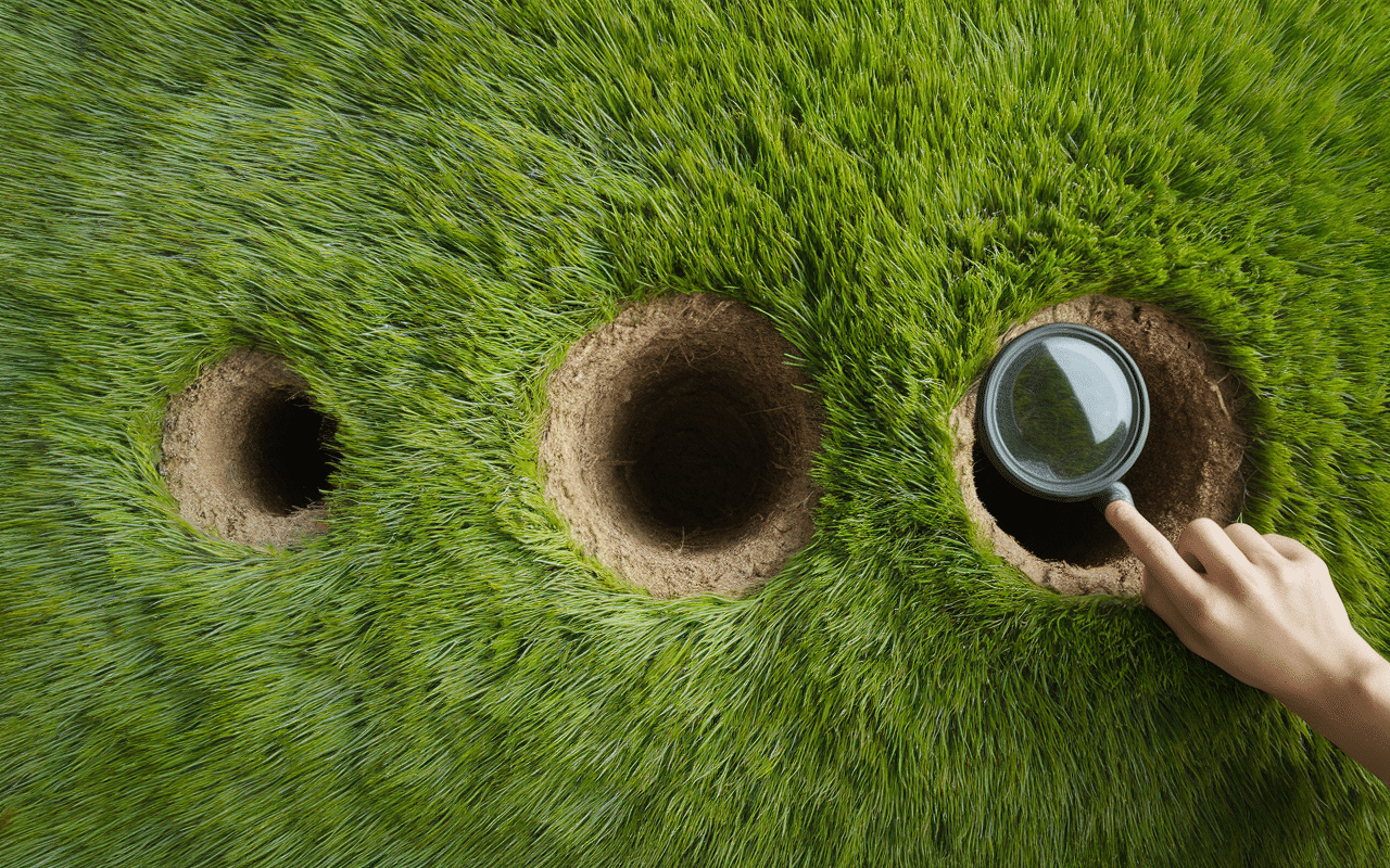 Trois types de trous pelouse