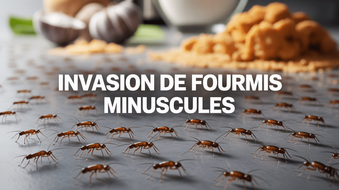 Invasion de fourmis minuscules sur plan de travail de cuisine