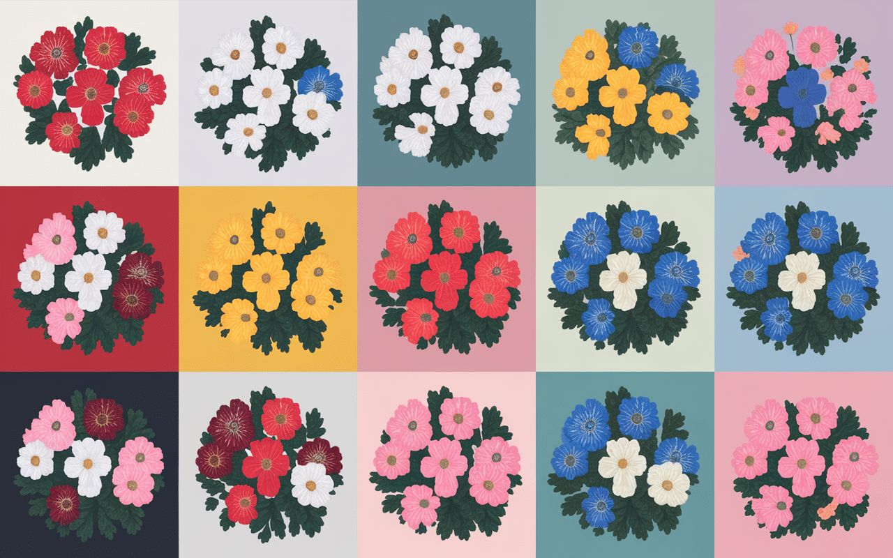 Palette de fleurs par couleur