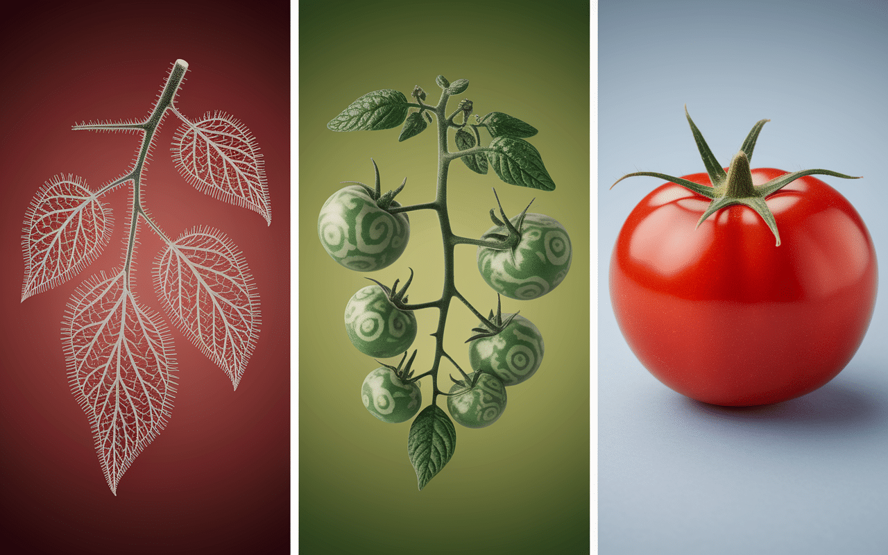 Collage maladies fongiques feuilles et fruits de tomates