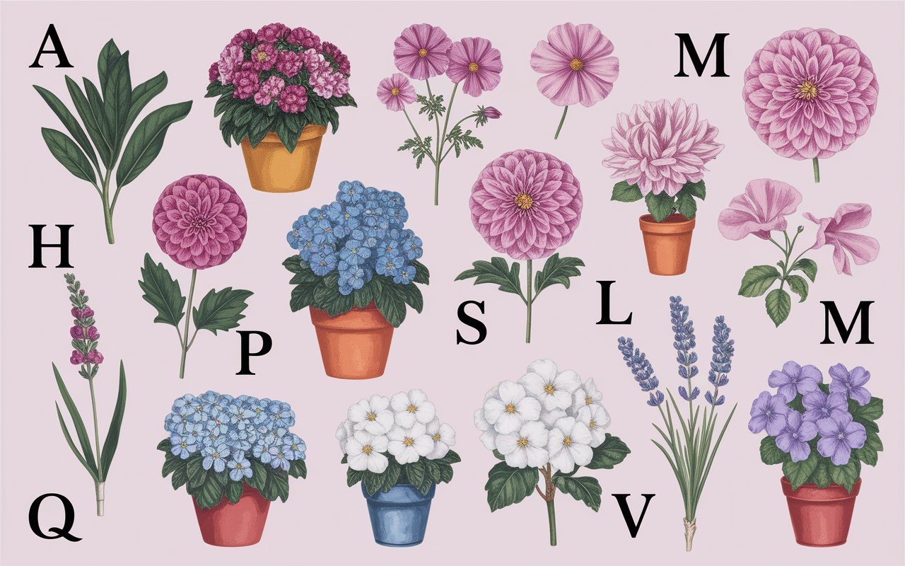 Collage fleurs A à M botanique