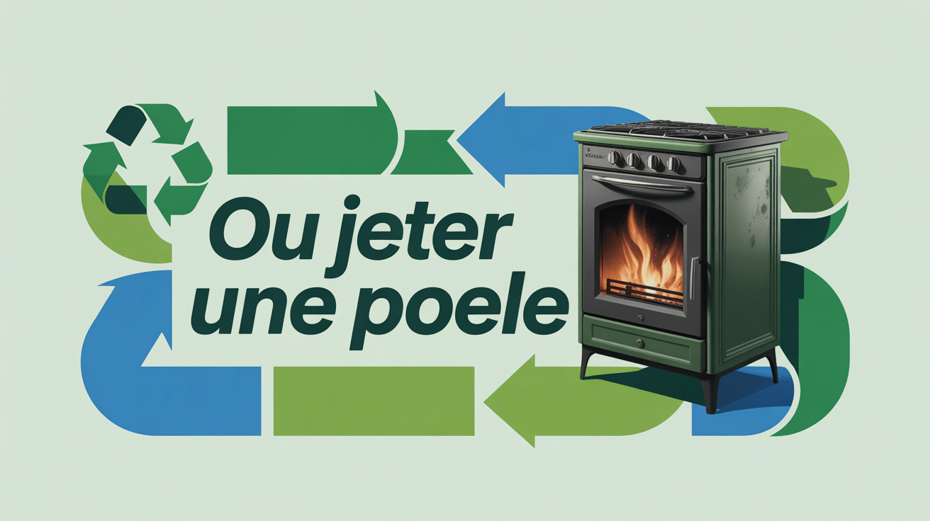 Poêle usagée avec symboles de recyclage
