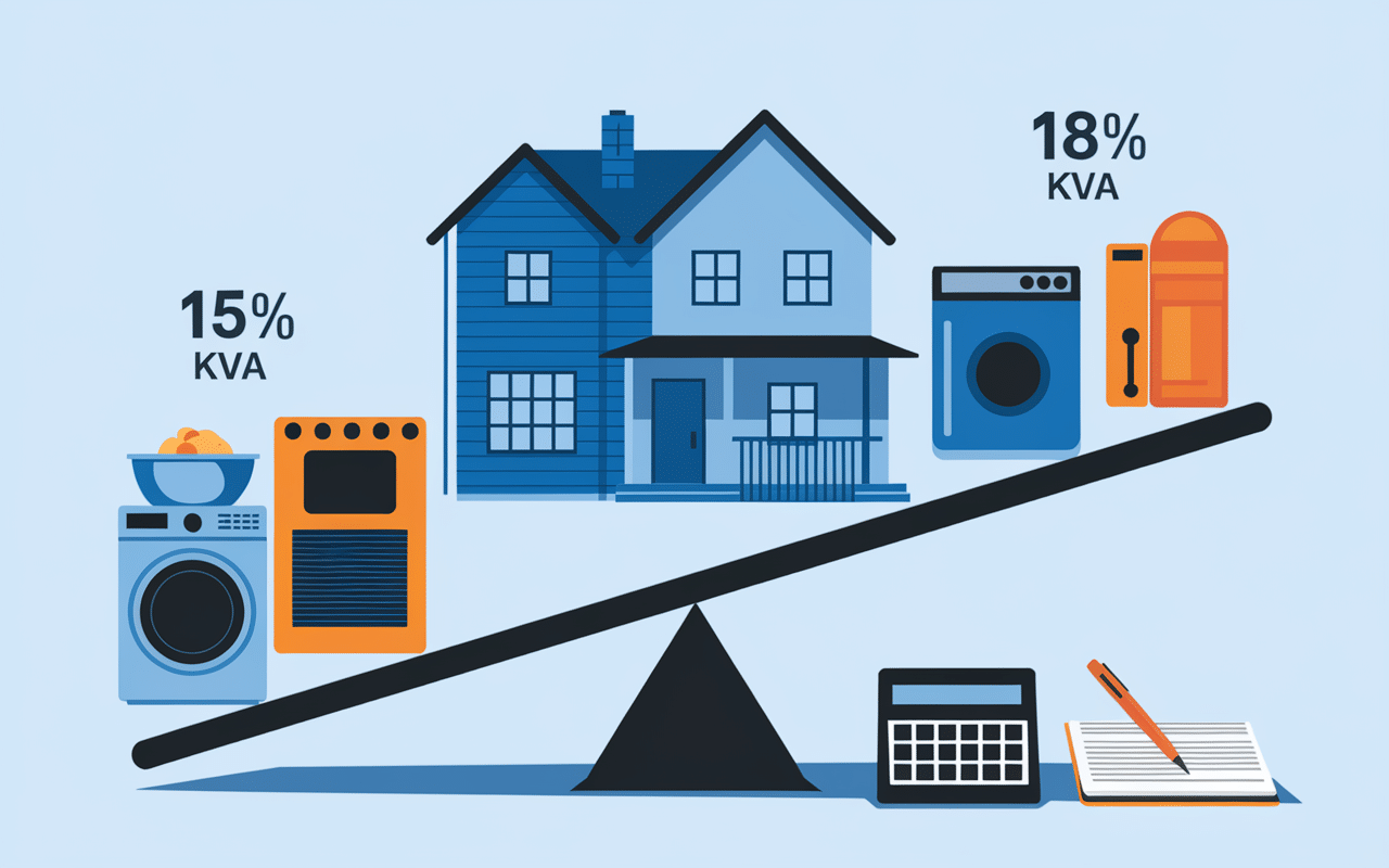 Balance avec appareils ménagers et puissance en kVA
