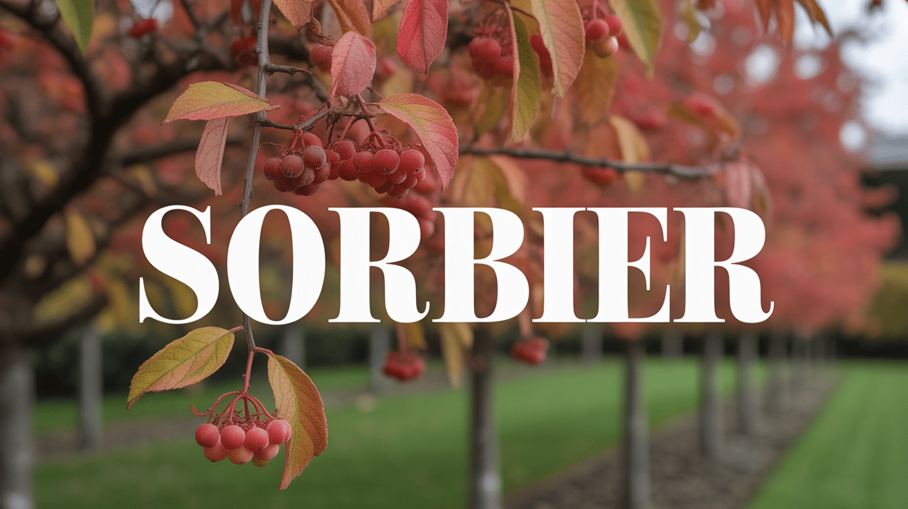 Sorbier en automne avec baies rouge vermillon