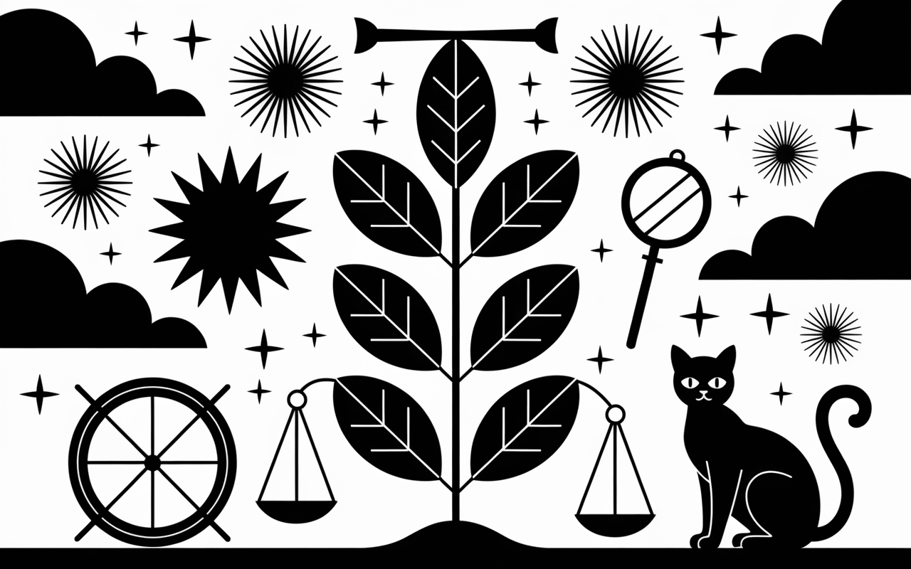 Symboles de superstition et plante misère
