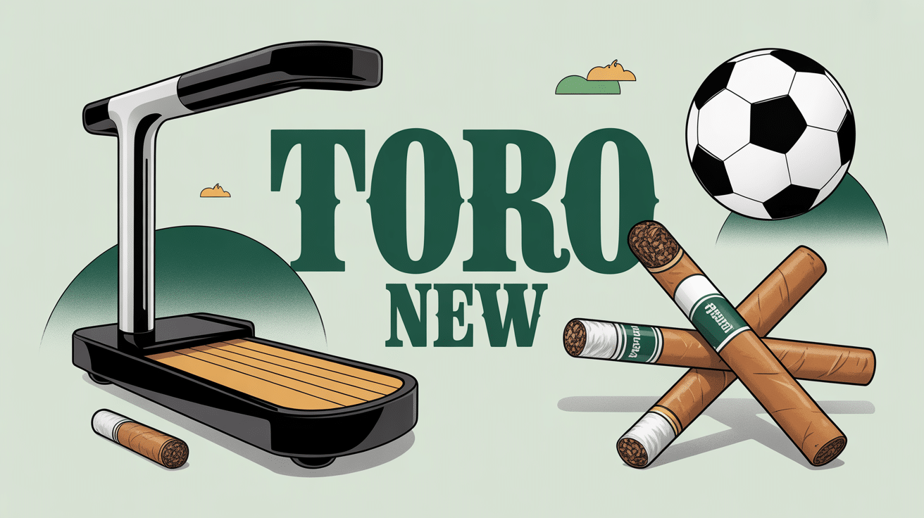 Image de toro new avec tondeuse, cigares et football