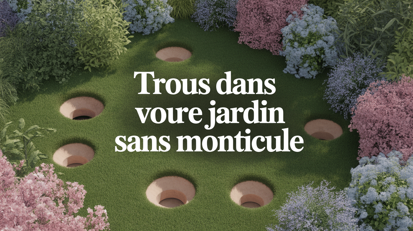 Vue d'ensemble des trous dans le jardin sans monticule