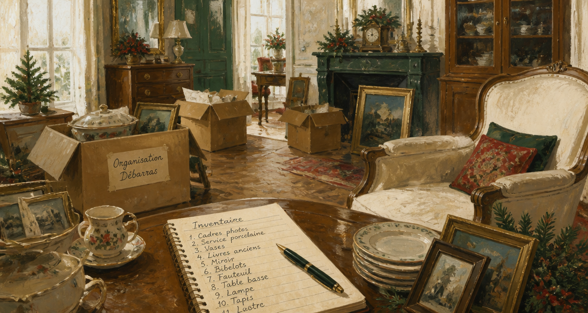 vider maison cartons organisation salon ancien