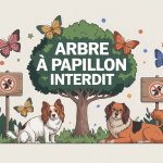 arbre à papillon interdit avec panneaux d’avertissement