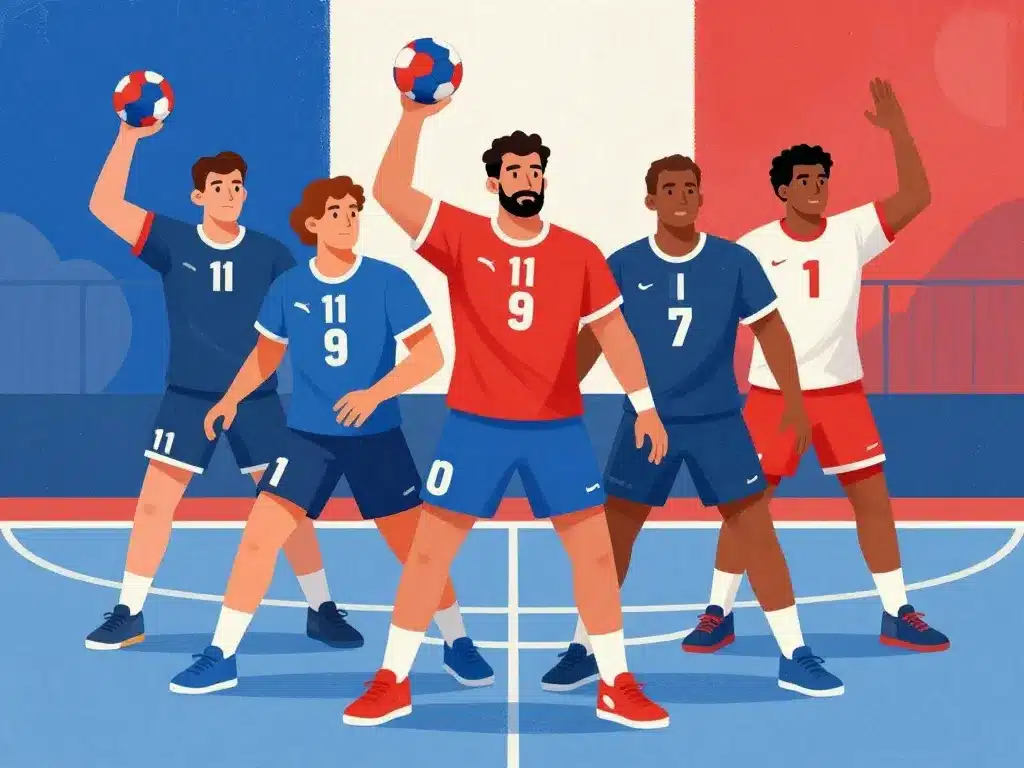 joueur de handball connu équipe de France en action