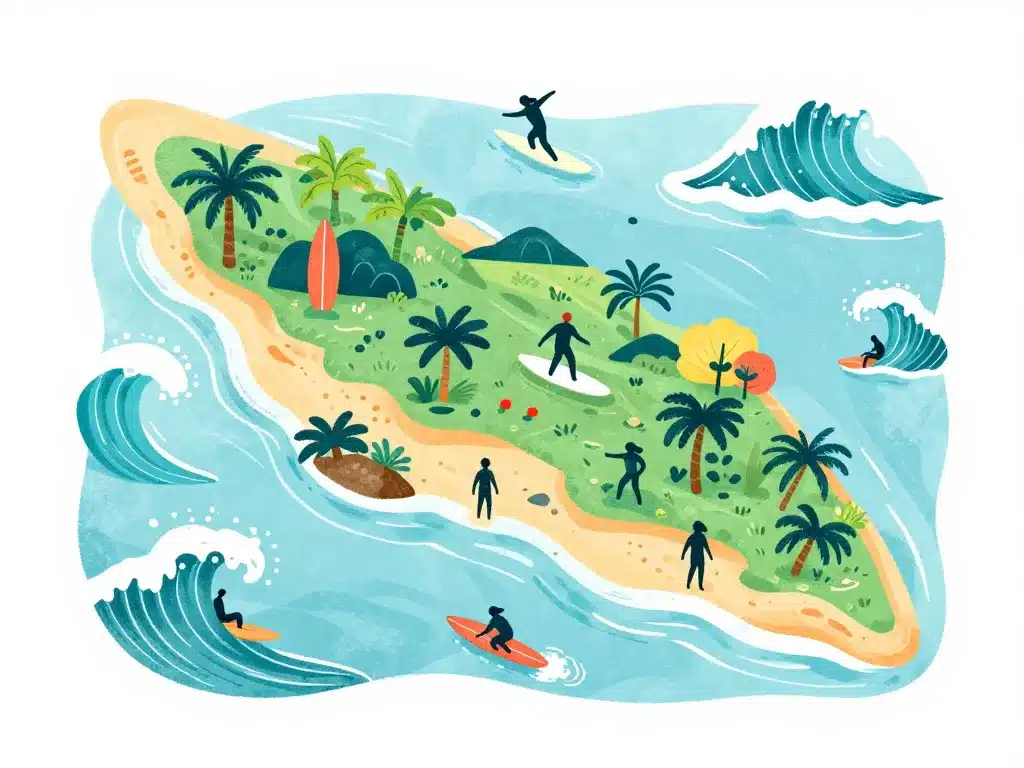 illustration carte spots surf guadeloupe