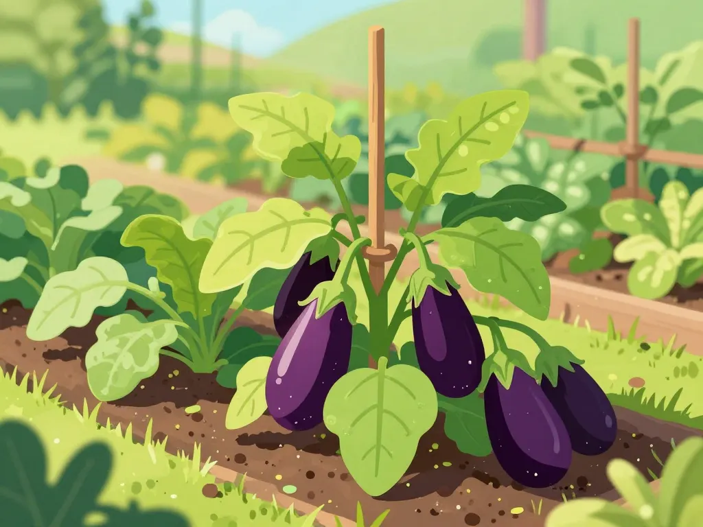 exemple tuteur aubergines maintien plant jardin