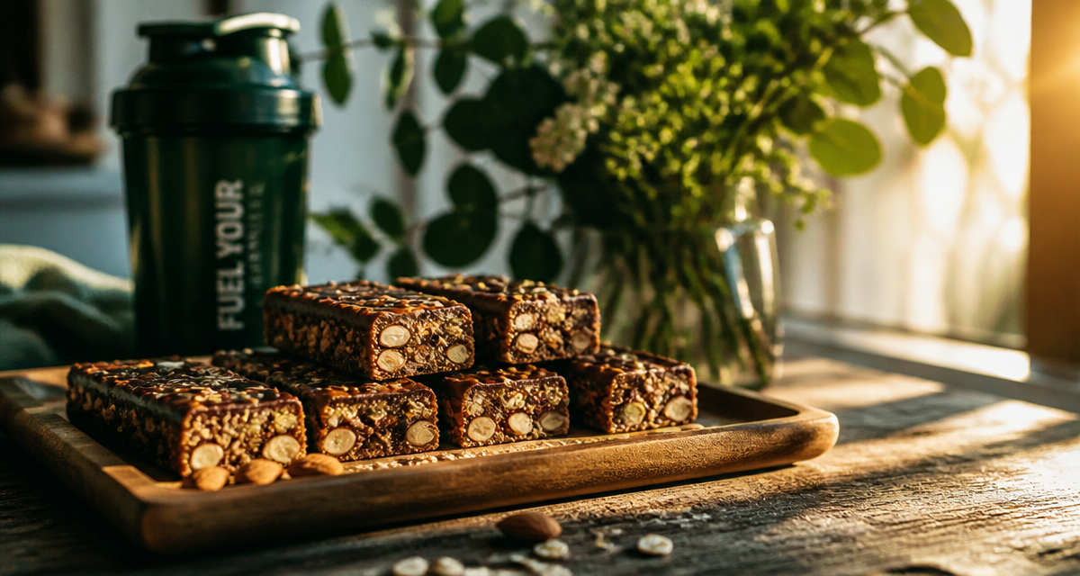 barres de cereales proteinees chocolat amande sur table