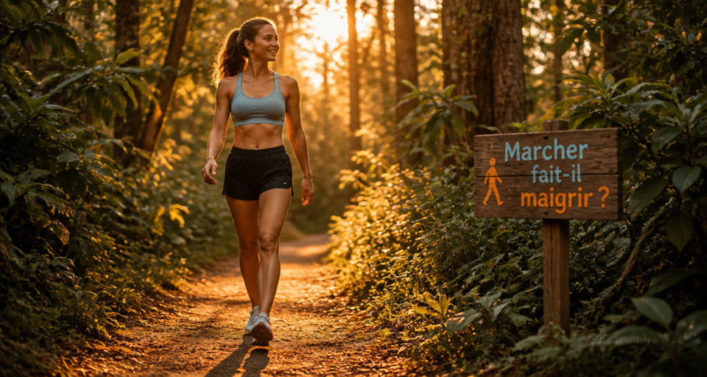 marcher fait il maigrir femme marche forêt