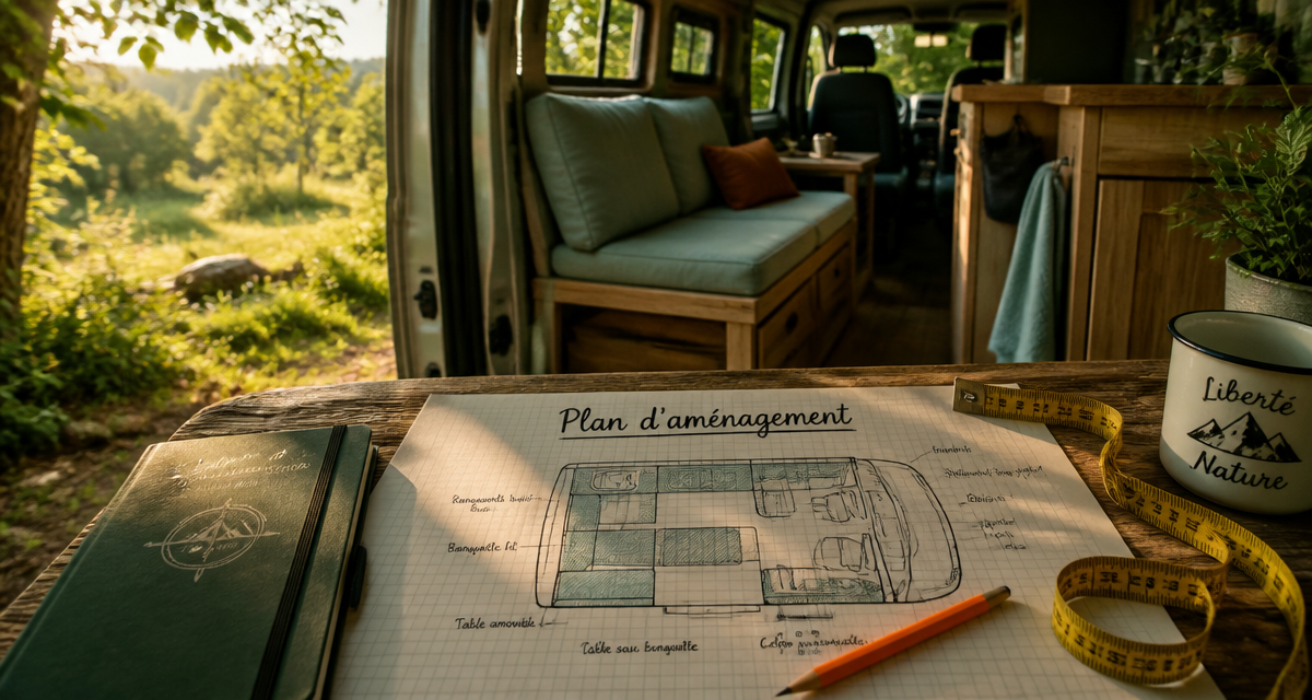 plan amenager un fourgon intérieur bois
