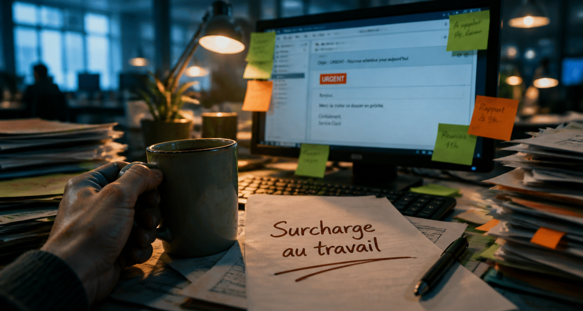 surcharge au travail bureau débordé
