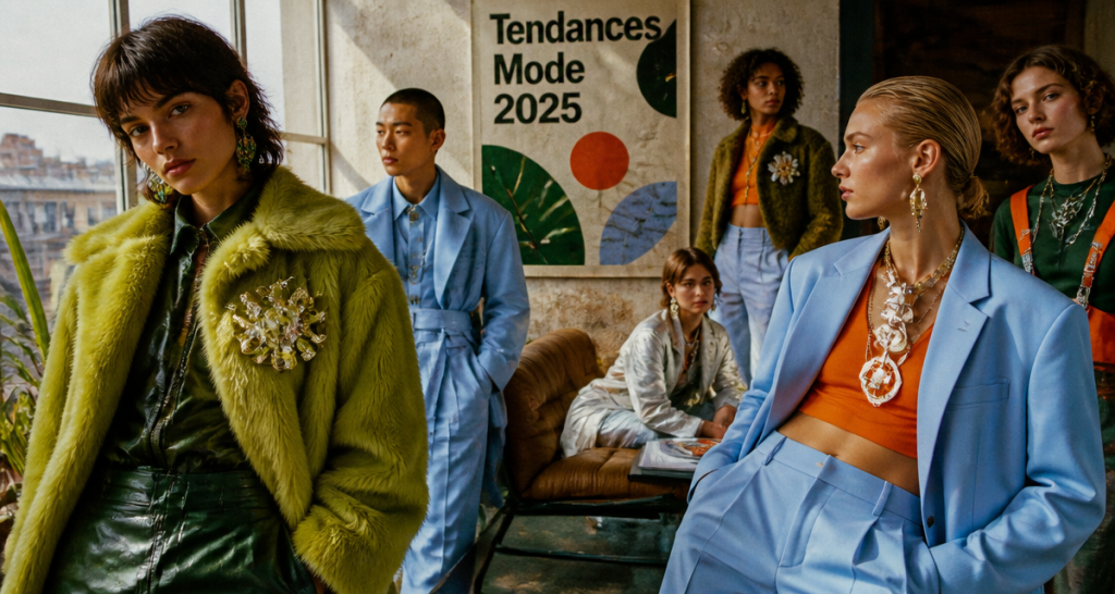 tendance mode 2025 groupe mannequins looks maximalistes