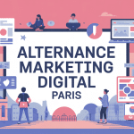 Illustration alternance marketing digital Paris Nexa paysage stylisé