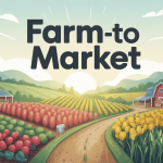 illustration farm-to-market route rurale et marché