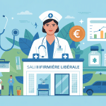 salaire d infirmiere liberale 2025, illustration optimiste avec infirmière et gestion financière