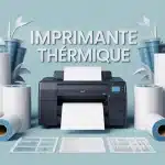 Illustration imprimante thermique avec rouleaux de papier