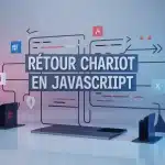 Illustration vectorielle du retour chariot en JavaScript avec symboles de systèmes d'exploitation