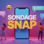 smartphone avec sondage Snap et icônes sociales