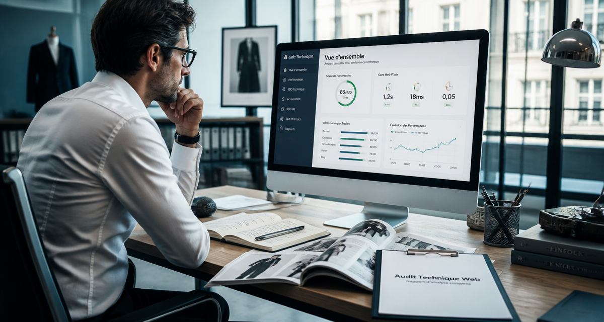 audit technique site web sur écran avec graphiques SEO