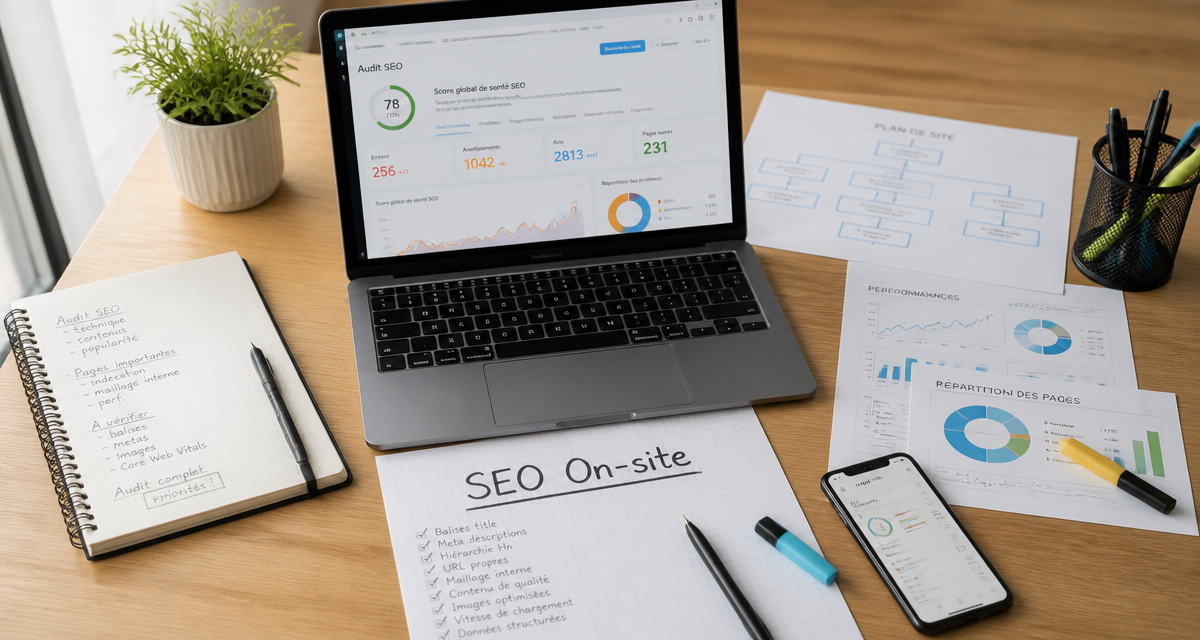 audit on site seo sur bureau moderne