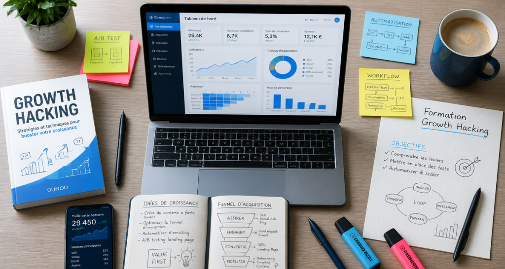 formation growth hacking tableau de bord automatisation
