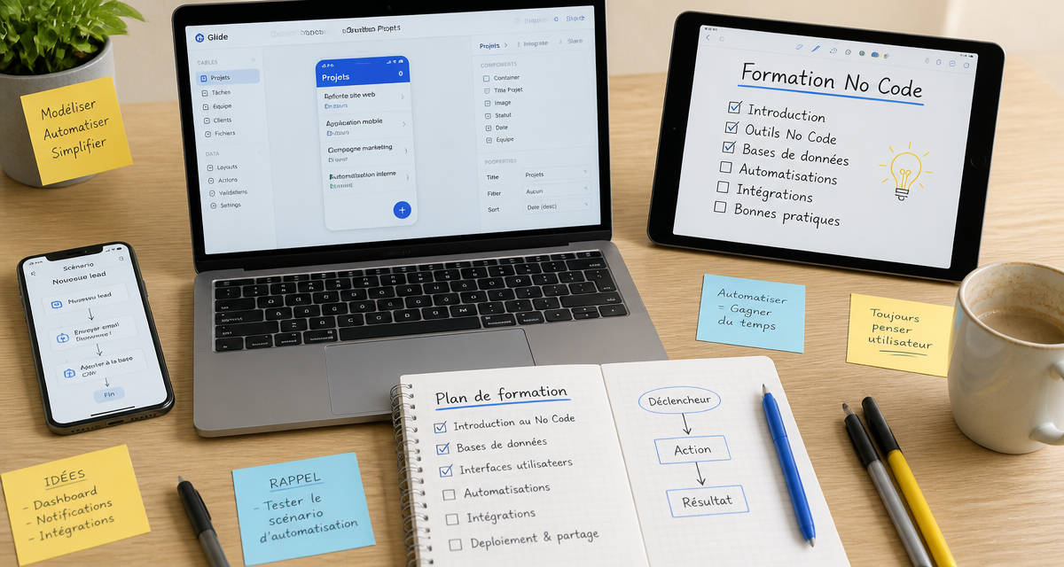 formation no code sur bureau avec outils digitaux