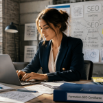 formation seo certifiante femme travaillant sur ordinateur