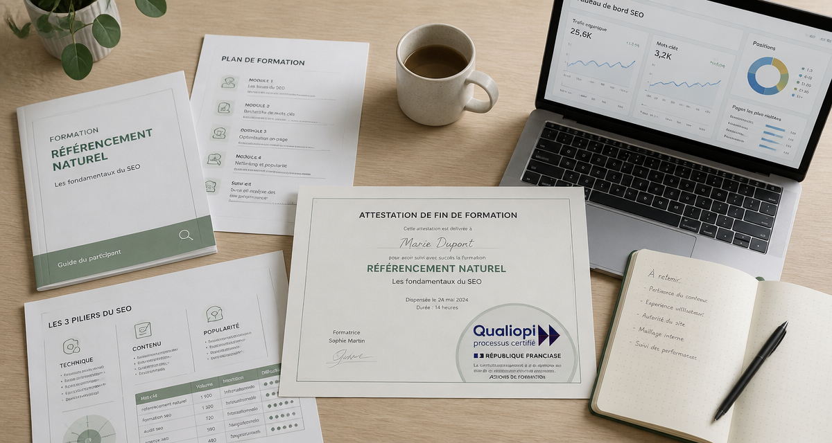formation seo qualiopi attestation sur bureau
