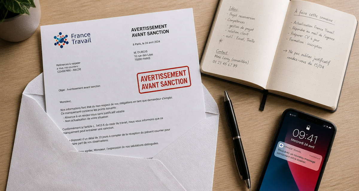 lettre avertissement avant sanction pôle emploi sur bureau