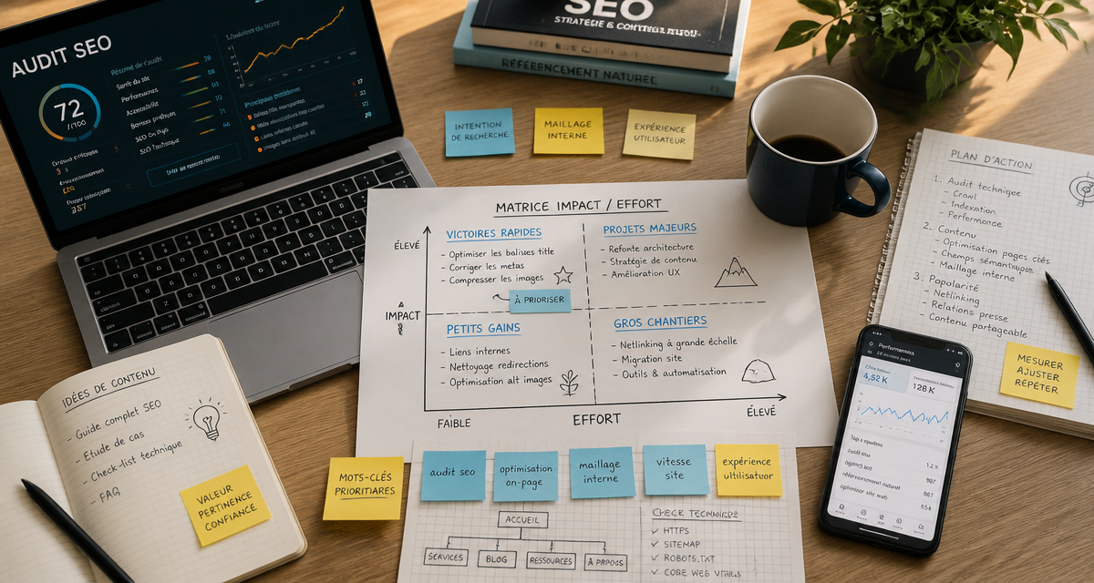 plan d'action seo audit et matrice impact effort