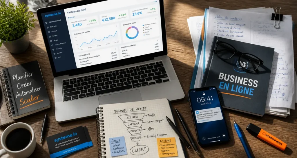 systeme io avis tableau de bord marketing