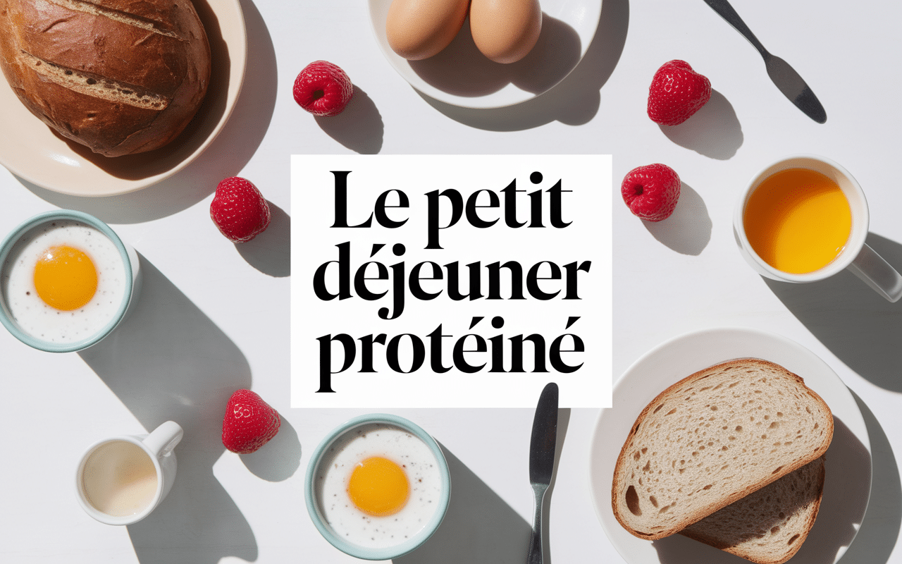 Petit déjeuner protéiné varié avec yaourt, œufs, avocats et fruits