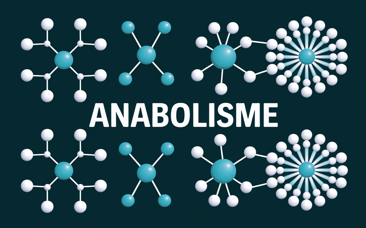 Illustration scientifique du processus d'anabolisme cellulaire