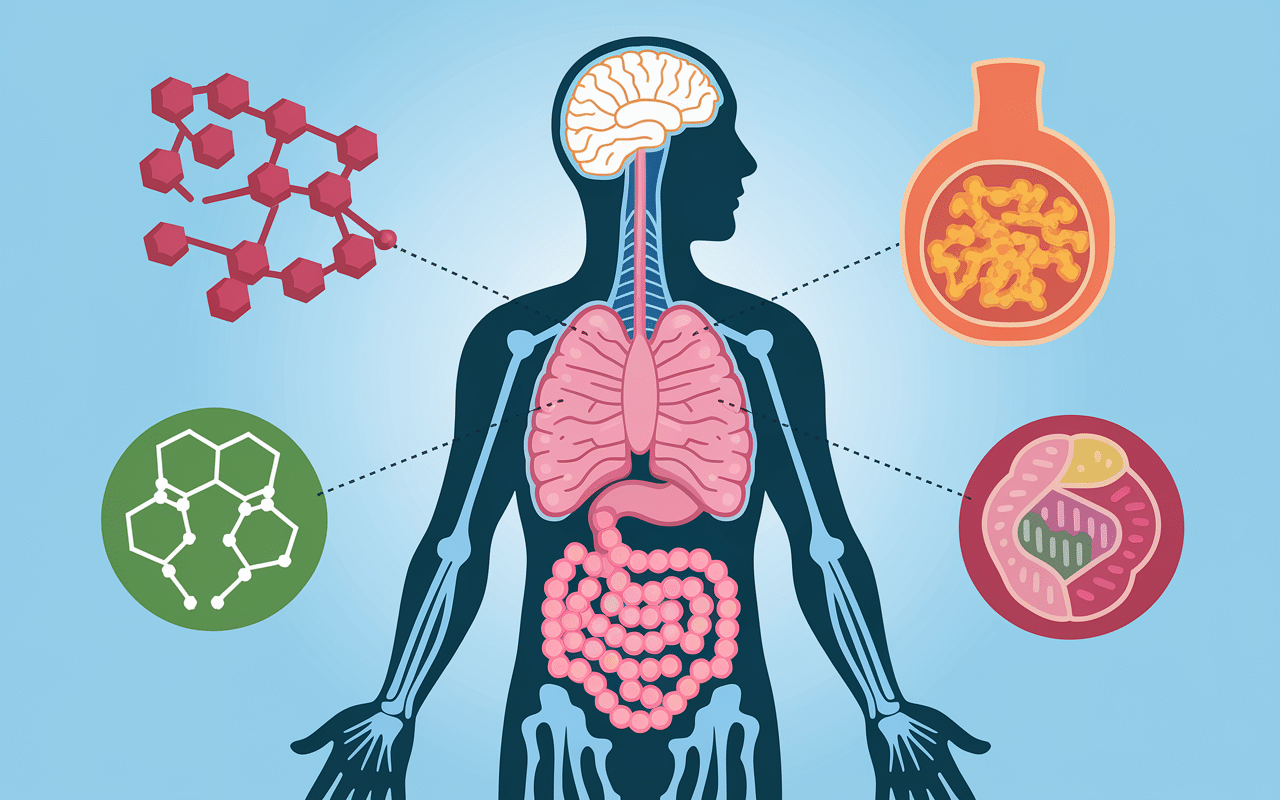 Schéma du trajet des glucides dans l'organisme humain